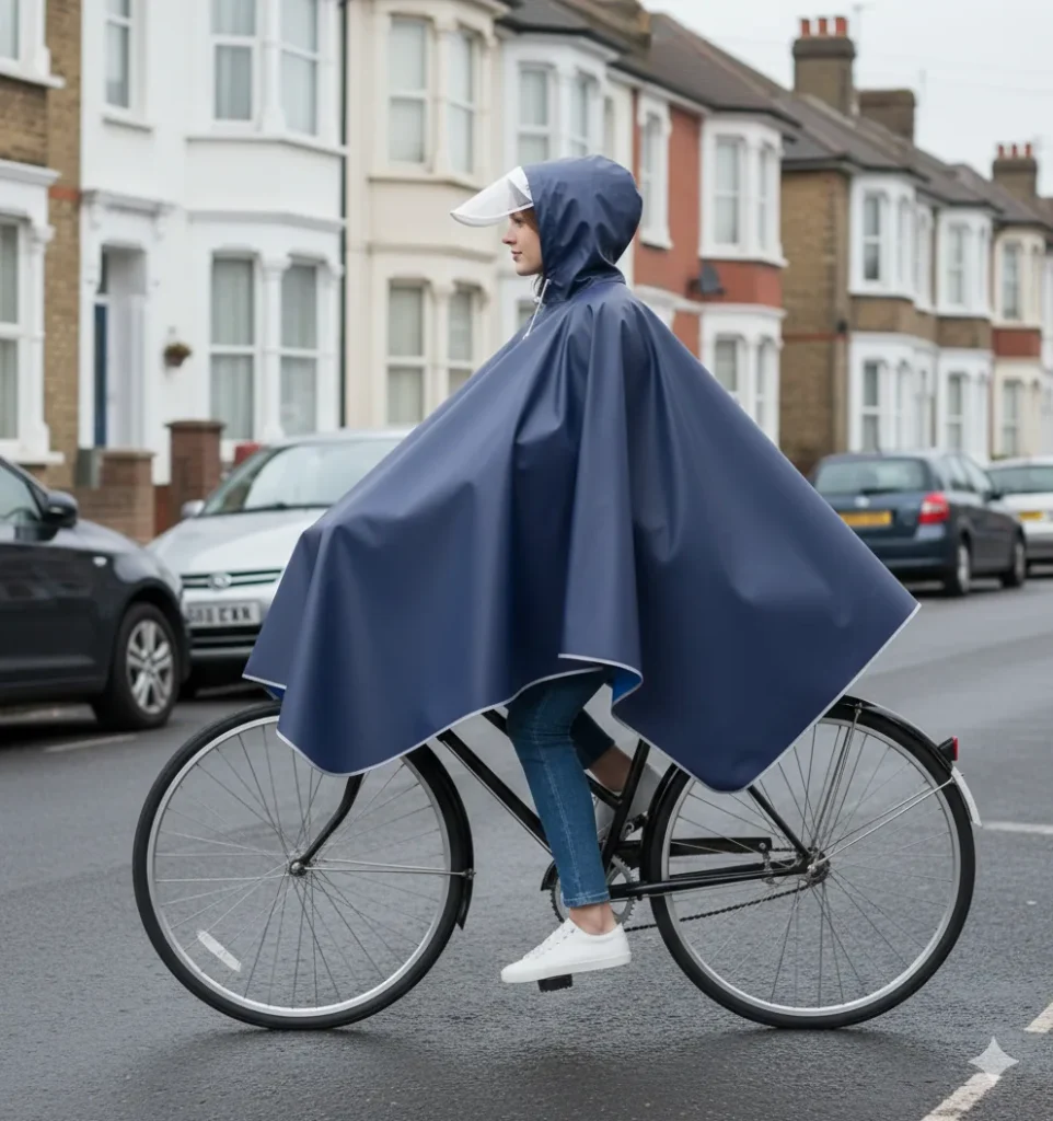 Poncho Rain Bike Navy — Coverage where it matters
