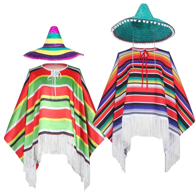Poncho Mexican « Serape Fiesta + Sombrero » - Image 3