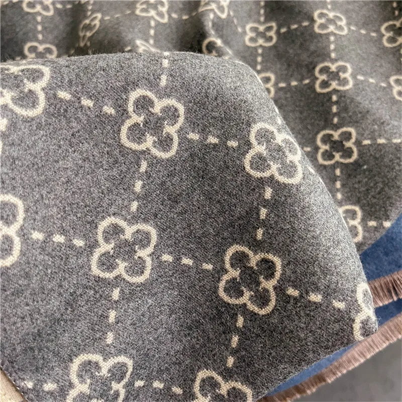 Poncho Cashmere « Navy Orange » - Image 2