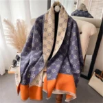 Poncho Cashmere « Navy Orange »