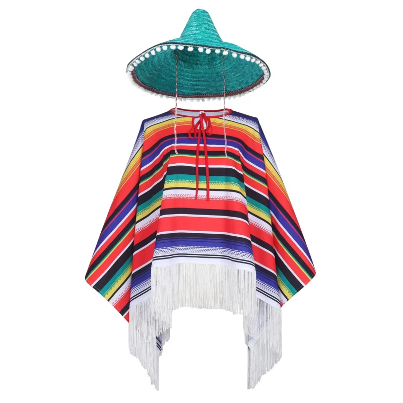 Poncho Mexican « Serape Fiesta + Sombrero » - Image 5