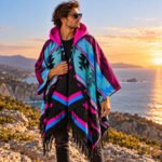 Men's Hooded Poncho – Neon Magenta - Image 2