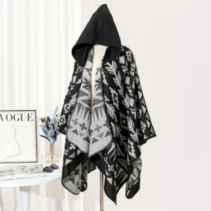 Mexican Poncho “Shadow Black” – Warm & Stylish