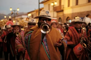 Group wearing colourful Serape ponchos during traditional Mexican festival – cultural heritage photo