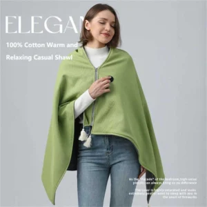 Heated Poncho “CozyTherm” – Wearable USB Heated Cape for Cold Days