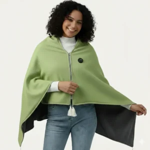 Heated Poncho “CozyTherm” – Wearable USB Heated Cape for Cold Days