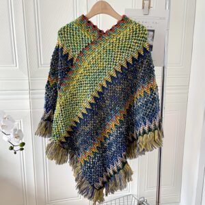 Poncho Women « Boho Knit Green »