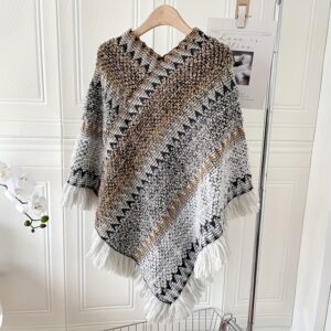 Poncho Women « Boho Knit Grey »