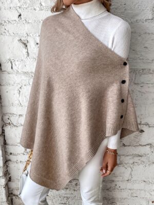 Women’s Button Cape Poncho | Elegant Winter Poncho UK