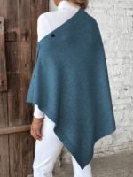 Women’s Button Cape Poncho | Elegant Winter Poncho UK - Image 6