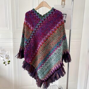 Poncho Women « Boho Knit Purple »