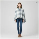 Poncho Women « Light Blue Plaid » - Image 3