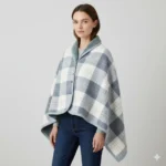 Poncho Women « Light Blue Plaid » - Image 2
