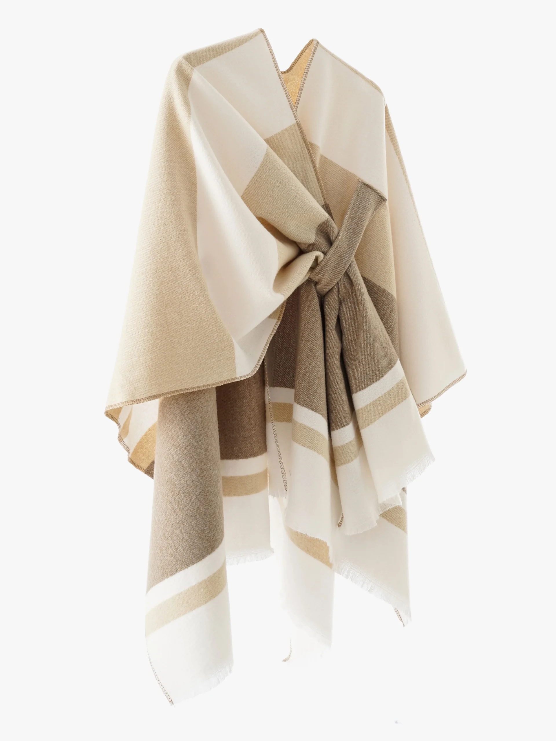 Poncho Women « Geometry Beige » - Image 2
