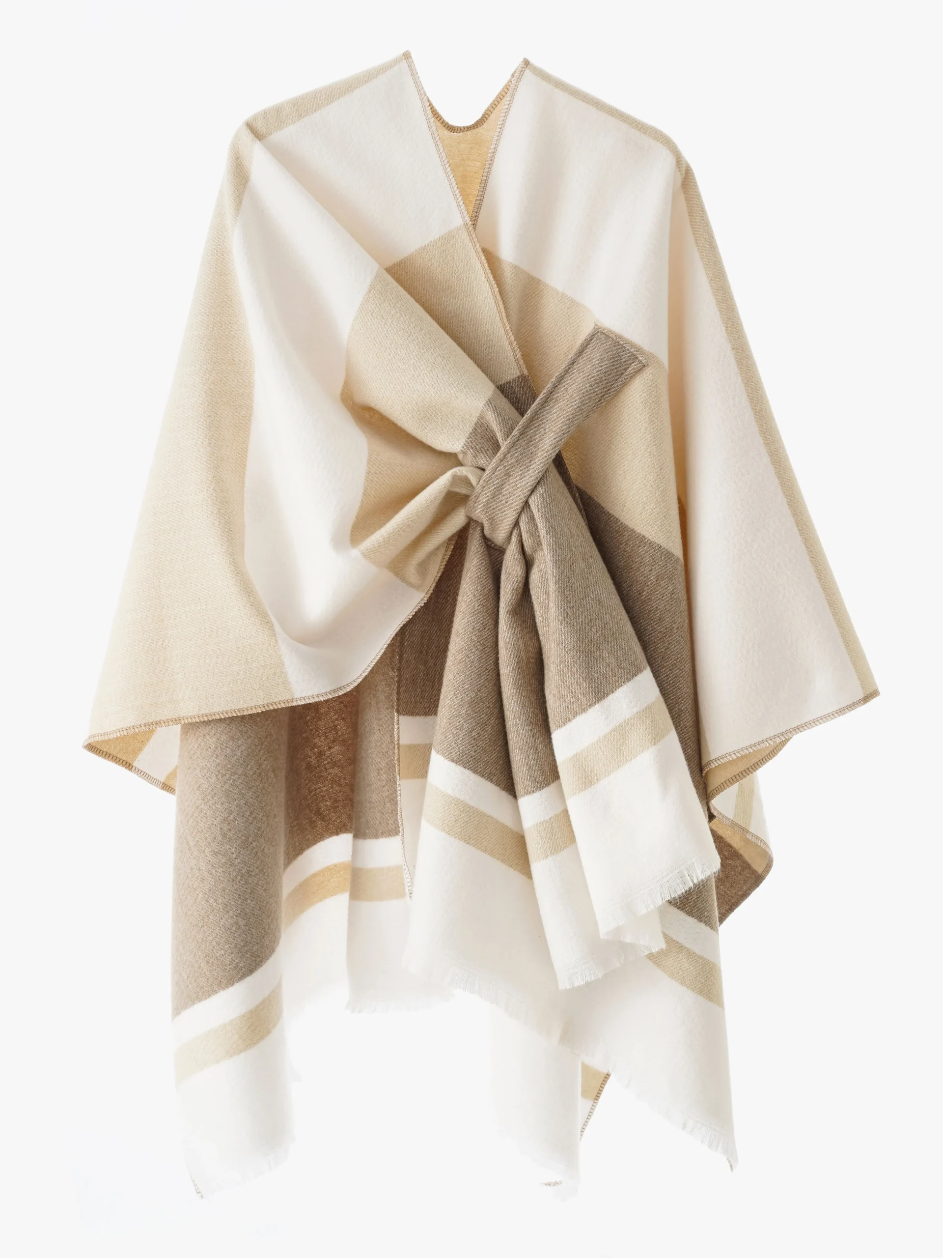 Poncho Women « Geometry Beige »