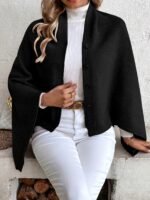 Women’s Button Cape Poncho | Elegant Winter Poncho UK - Image 3