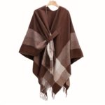 Poncho Women « Loom Check Brown »