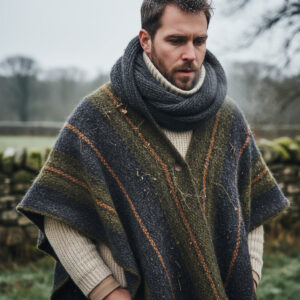 Layering clothes under a poncho for cold weather