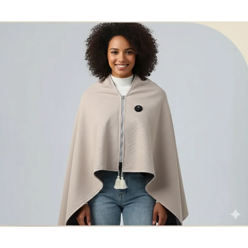 Heated Poncho “CozyTherm” – Wearable USB Heated Cape for Cold Days - Image 8