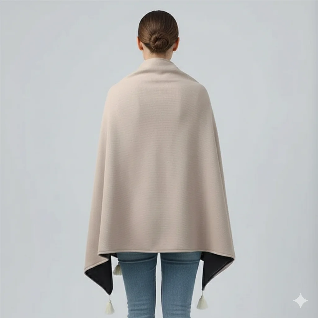 Heated Poncho “CozyTherm” – Wearable USB Heated Cape for Cold Days - Image 4