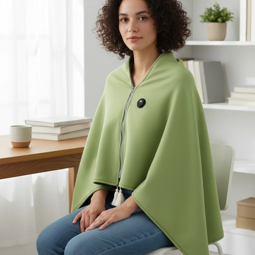 Heated Poncho “CozyTherm” – Wearable USB Heated Cape for Cold Days - Image 3