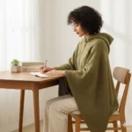 Poncho Heated Olive Comfort — 3 heat levels, powered by your own power bank