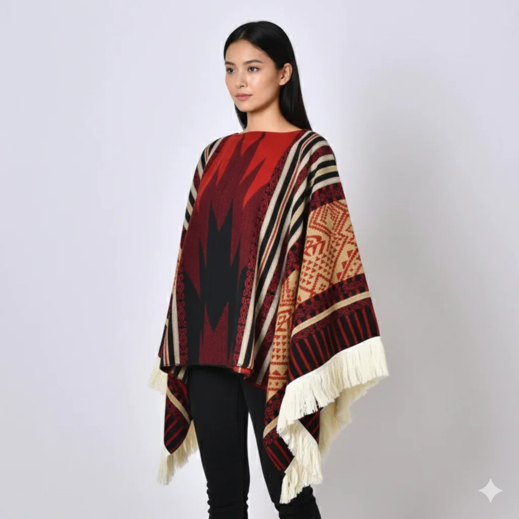 Poncho Mexican « Tribal Naranja » - Image 2
