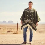 Poncho Mexican Verde Vivo Clint Eastwood Replica Authentic Handmade - Image 2