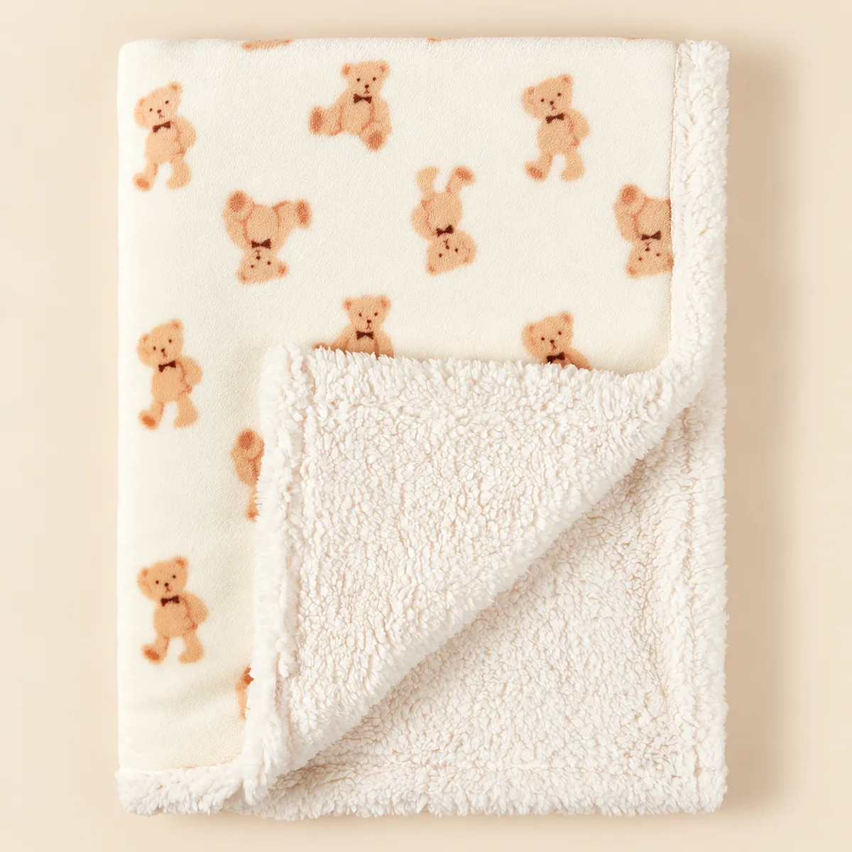 LittleNest baby fleece blanket — beige teddy b