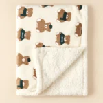 LittleNest baby fleece blanket — green bear
