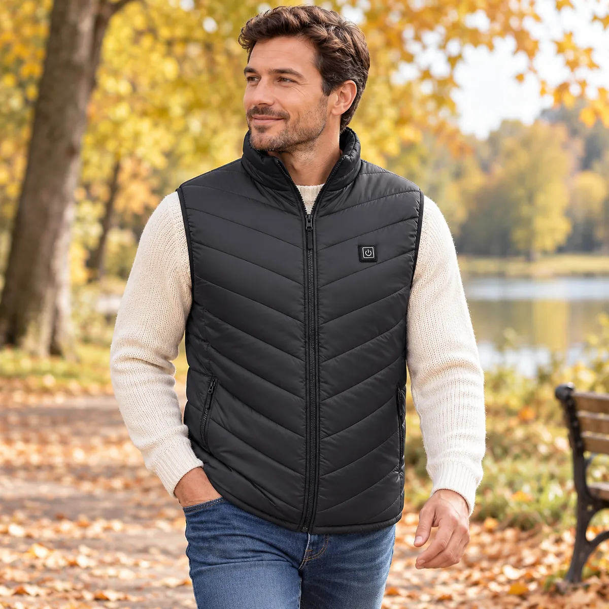 ThermaWear heated vest in black — commute