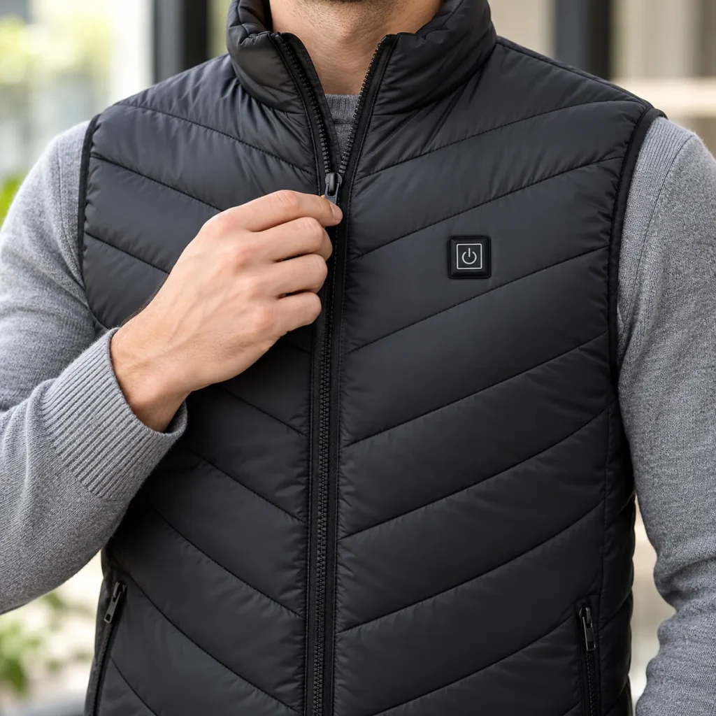 ThermaWear heated vest in black — detail