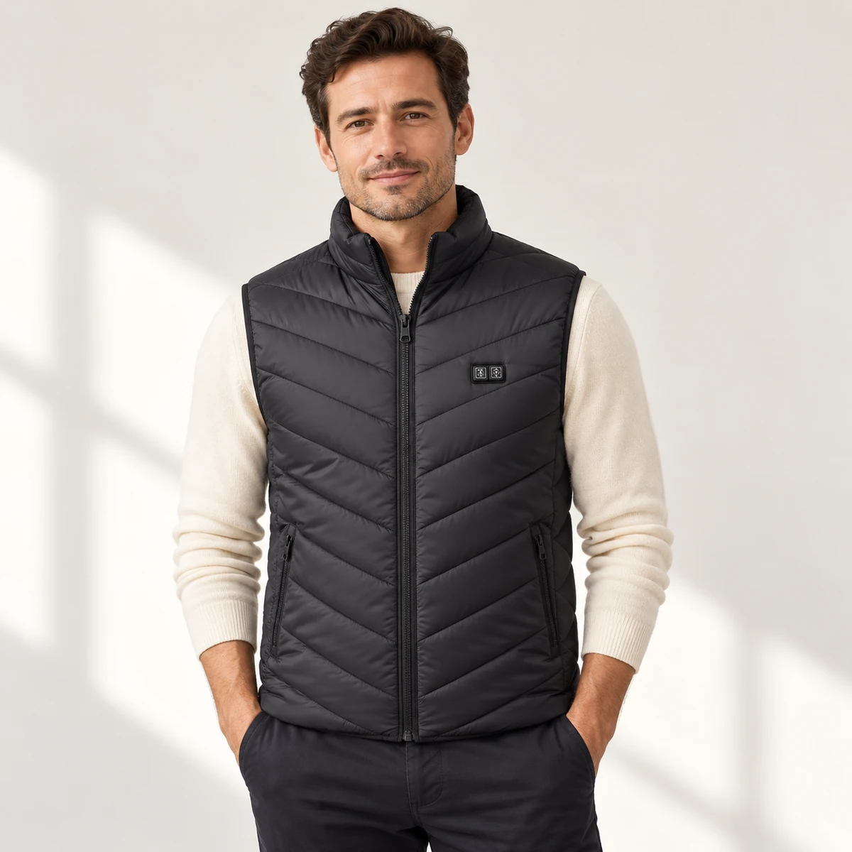 ThermaWear heated vest in black — m01 15 bk double sw front