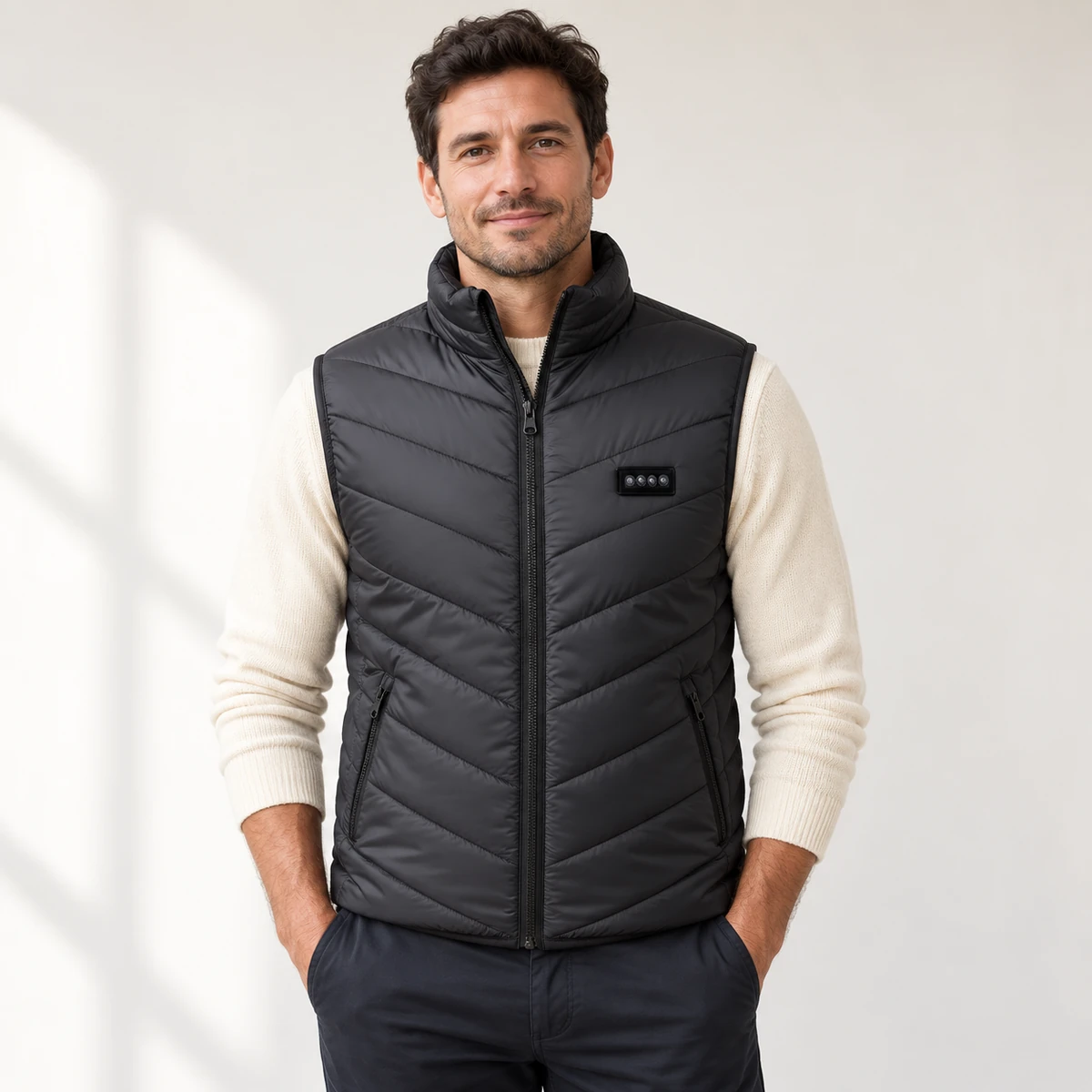 ThermaWear heated vest in black — m01 21 bk four sw front