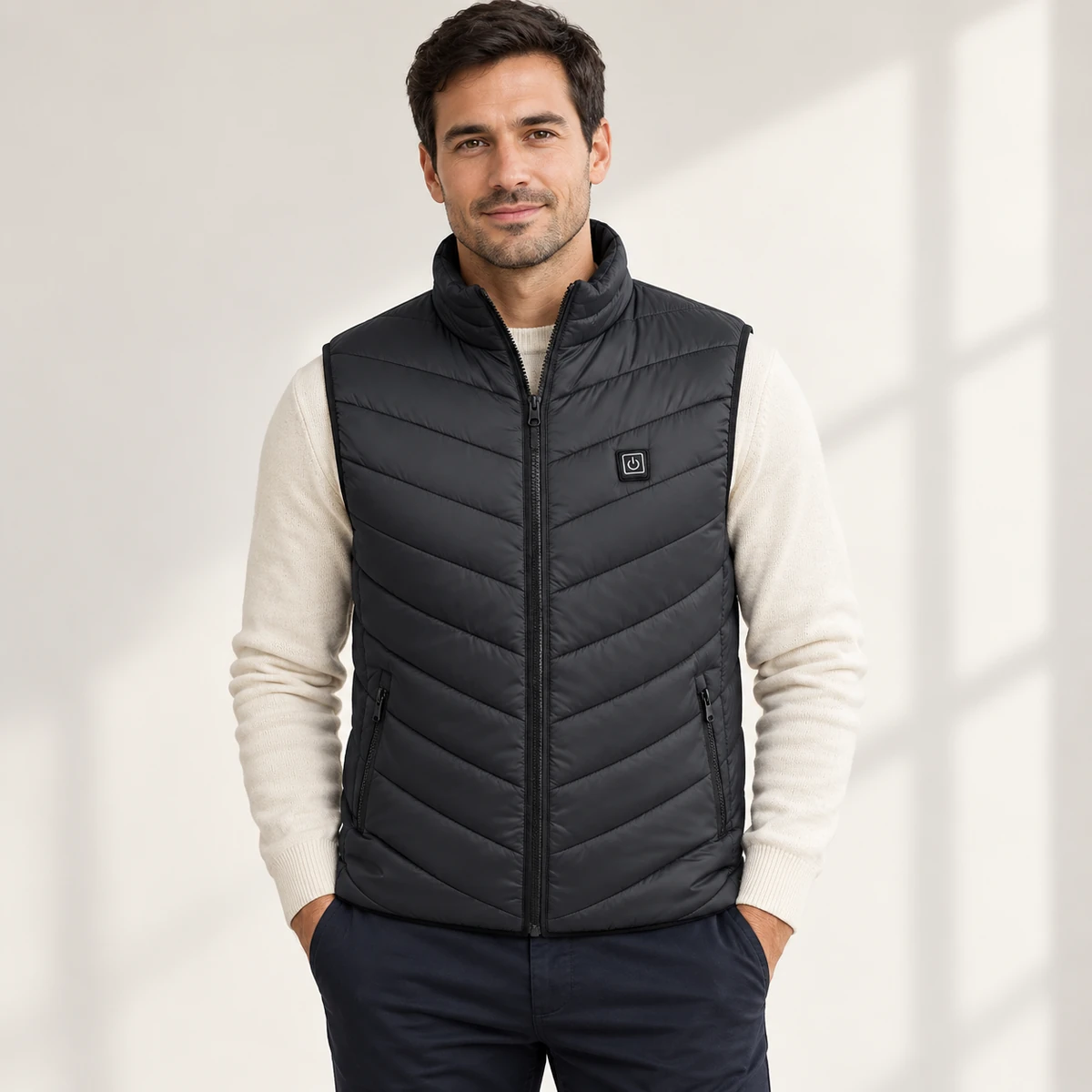 ThermaWear heated vest in black — m01 9 bk double sw front