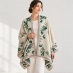 BloomWrap women's floral poncho shawl — green