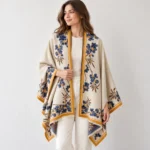 BloomWrap women's floral poncho shawl — yellow