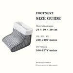FootNest grey electric foot warmer size and fit guide