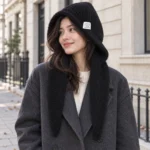 FrostHood knitted hooded scarf — black