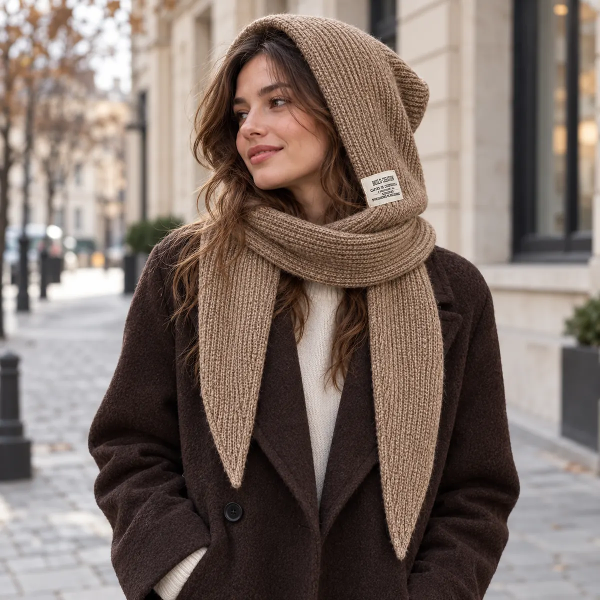 Knitted Hooded Scarf – FrostHood
