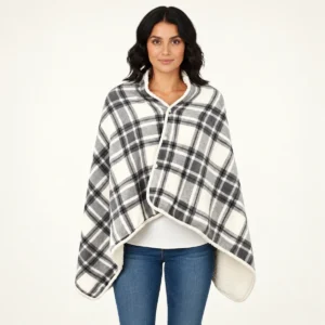Heated Poncho EliteHeat – USB Wearable Heated Cape for Winter — front view