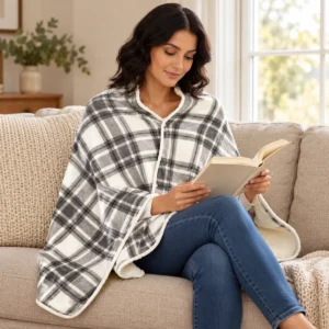Heated Poncho EliteHeat – USB Wearable Heated Cape for Winter — lifestyle view outdoors