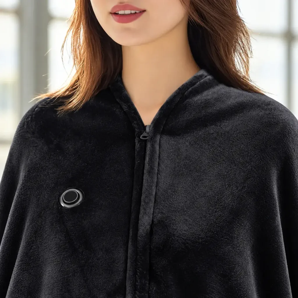 NightCozy heated blanket neckline, control and fabric detail