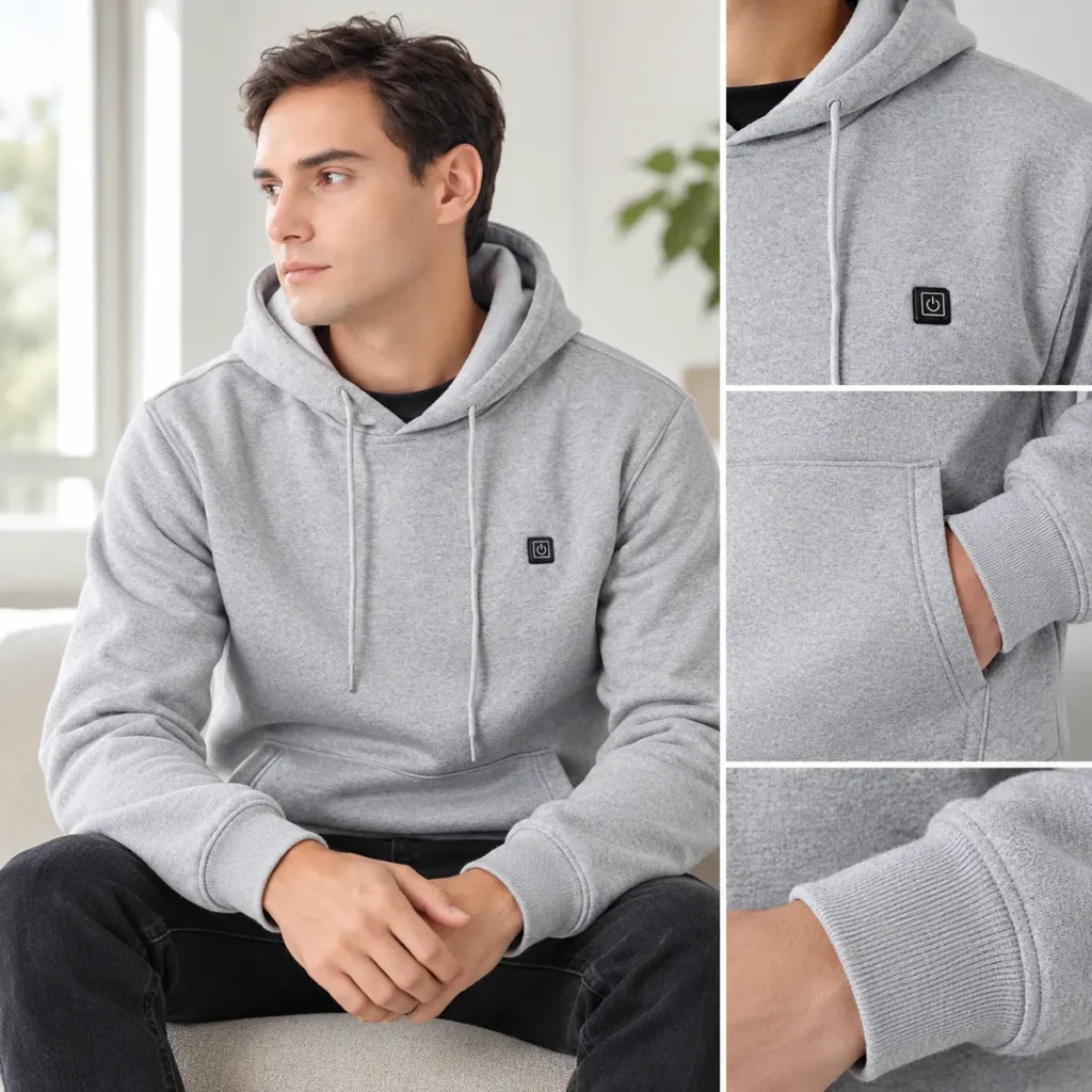 HeatHood heated hoodie in grey — story 3