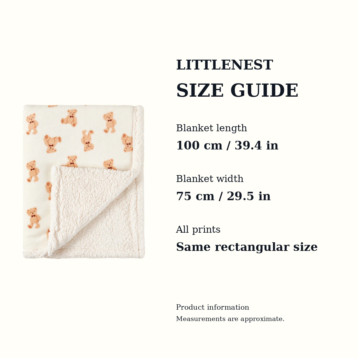 LittleNest baby fleece blanket size and fit guide