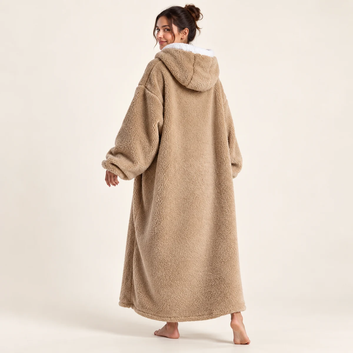 LongLounge blanket hoodie — back camel
