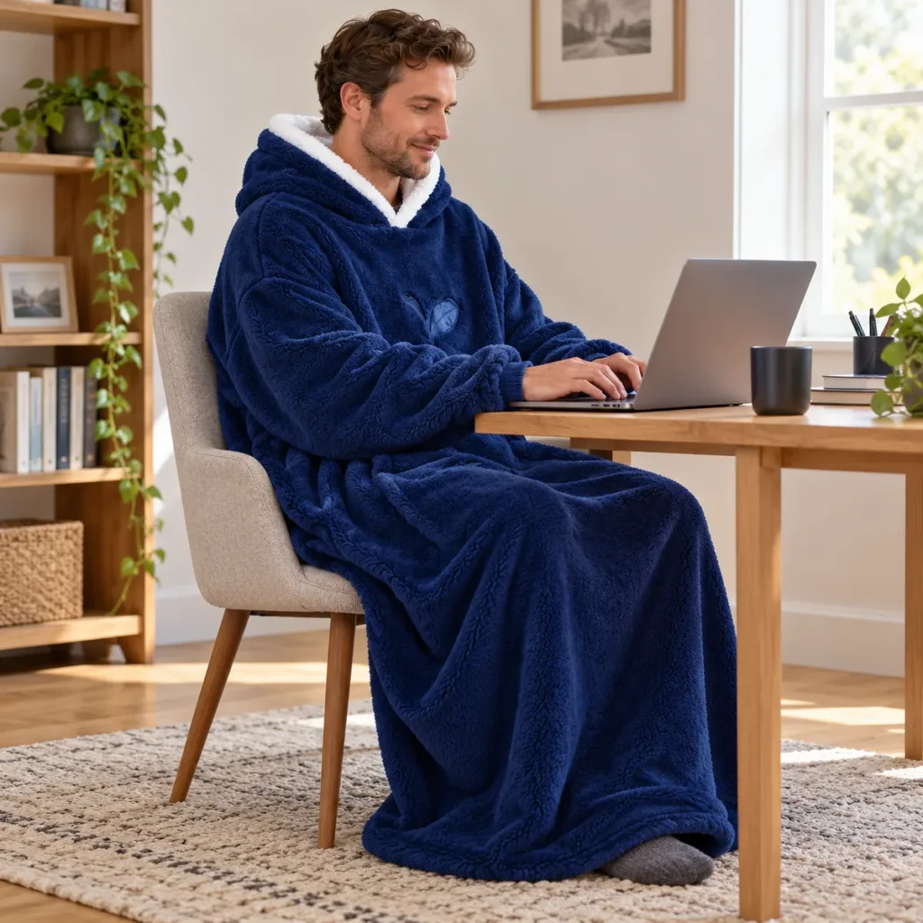 LongLounge blanket hoodie — desk navy