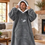 LongLounge blanket hoodie — hood detail grey