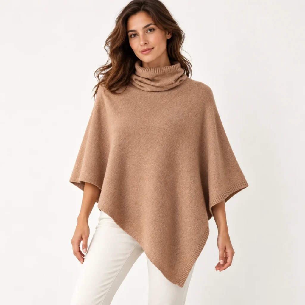 poncho cashmere camel classic fit and drape