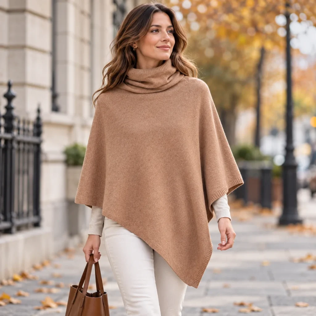 poncho cashmere camel classic lifestyle